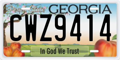 GA license plate CWZ9414