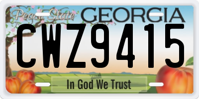 GA license plate CWZ9415