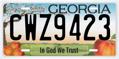 GA license plate CWZ9423