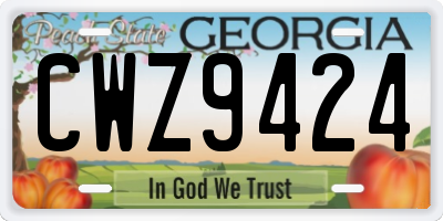 GA license plate CWZ9424
