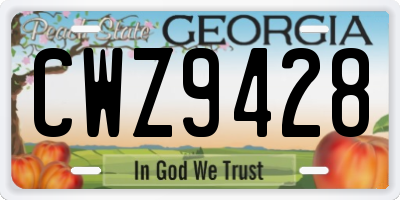 GA license plate CWZ9428