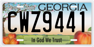 GA license plate CWZ9441
