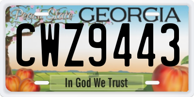 GA license plate CWZ9443