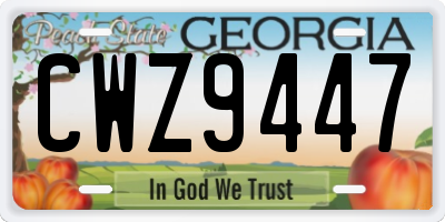 GA license plate CWZ9447