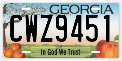 GA license plate CWZ9451