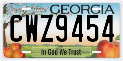 GA license plate CWZ9454