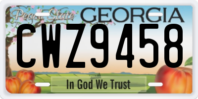 GA license plate CWZ9458