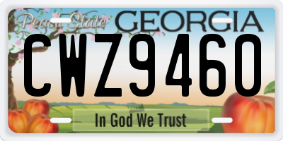 GA license plate CWZ9460