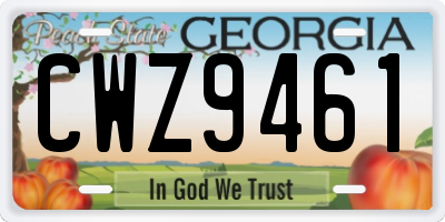 GA license plate CWZ9461
