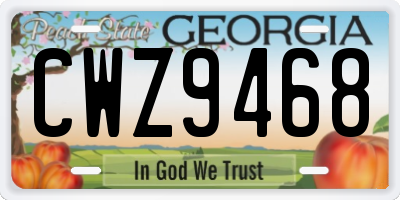 GA license plate CWZ9468