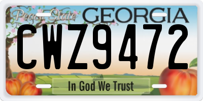 GA license plate CWZ9472