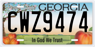 GA license plate CWZ9474