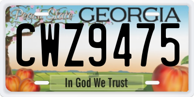 GA license plate CWZ9475