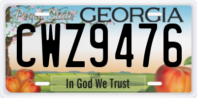 GA license plate CWZ9476