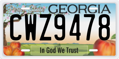 GA license plate CWZ9478