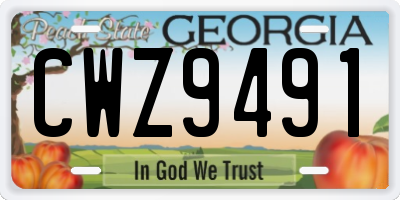 GA license plate CWZ9491