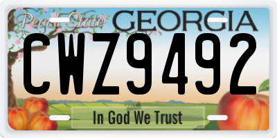 GA license plate CWZ9492