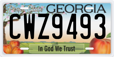 GA license plate CWZ9493