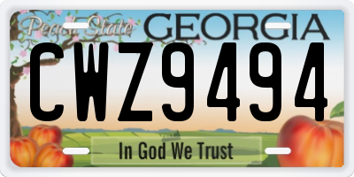 GA license plate CWZ9494
