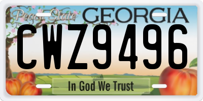 GA license plate CWZ9496