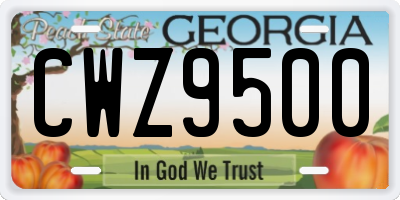 GA license plate CWZ9500