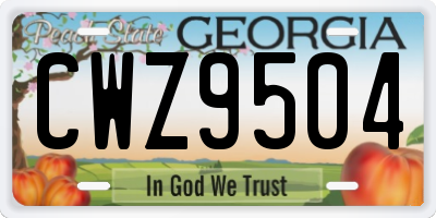 GA license plate CWZ9504