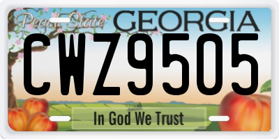 GA license plate CWZ9505