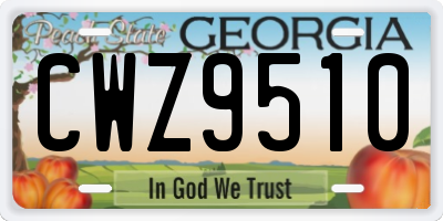 GA license plate CWZ9510