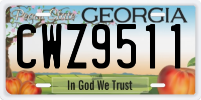 GA license plate CWZ9511