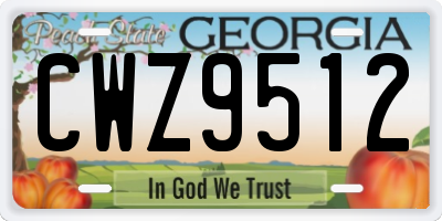 GA license plate CWZ9512