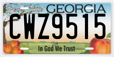 GA license plate CWZ9515