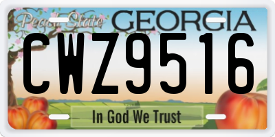 GA license plate CWZ9516