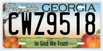 GA license plate CWZ9518