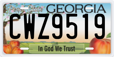 GA license plate CWZ9519