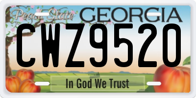 GA license plate CWZ9520