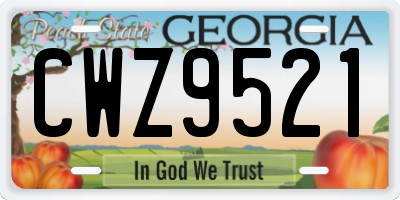 GA license plate CWZ9521