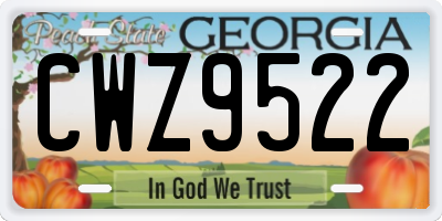 GA license plate CWZ9522