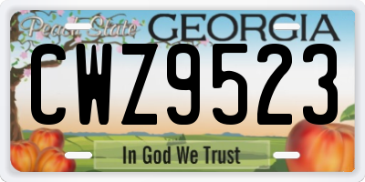 GA license plate CWZ9523