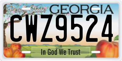 GA license plate CWZ9524