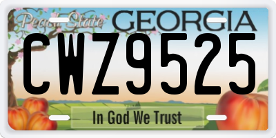 GA license plate CWZ9525