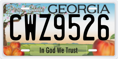 GA license plate CWZ9526