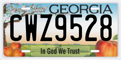 GA license plate CWZ9528