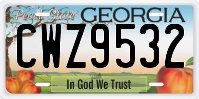 GA license plate CWZ9532