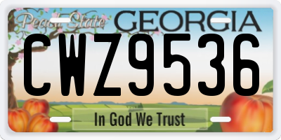 GA license plate CWZ9536