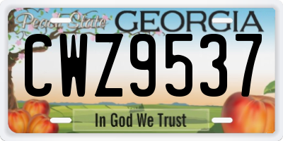 GA license plate CWZ9537