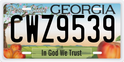 GA license plate CWZ9539