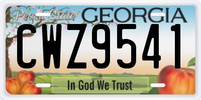 GA license plate CWZ9541