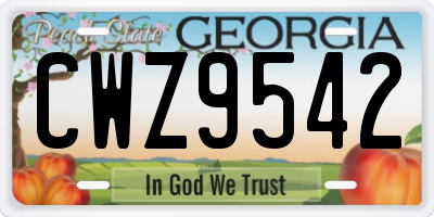 GA license plate CWZ9542