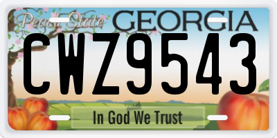 GA license plate CWZ9543