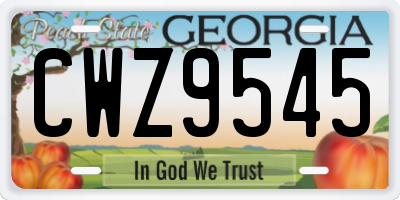 GA license plate CWZ9545